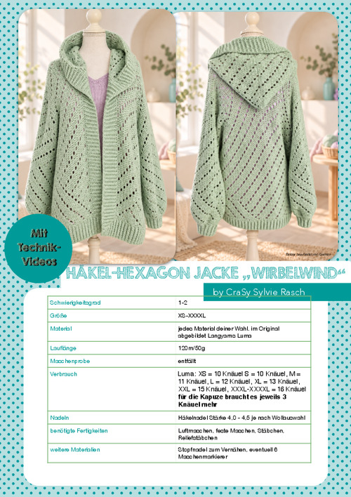 Häkel-Hexagon Jacke 'Wirbelwind'
